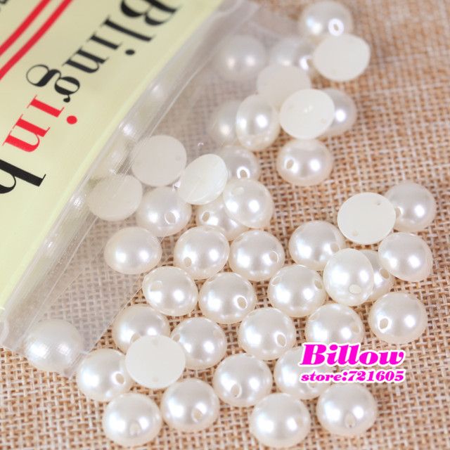 Beige Color Abs Resin Plastic Half Round Pearls With 2 Holes Sew On Pearl  Beads For Wedding Dress And Clothing Decoration B3114 - Rhinestones -  AliExpress